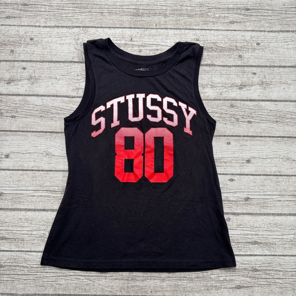 Stussy Tank Top Women's XS Black Sleeveless Muscle Fit Athletic Streetwear USA